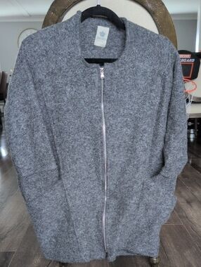 Wool Heather Gray Zip Front Cozy Jacket